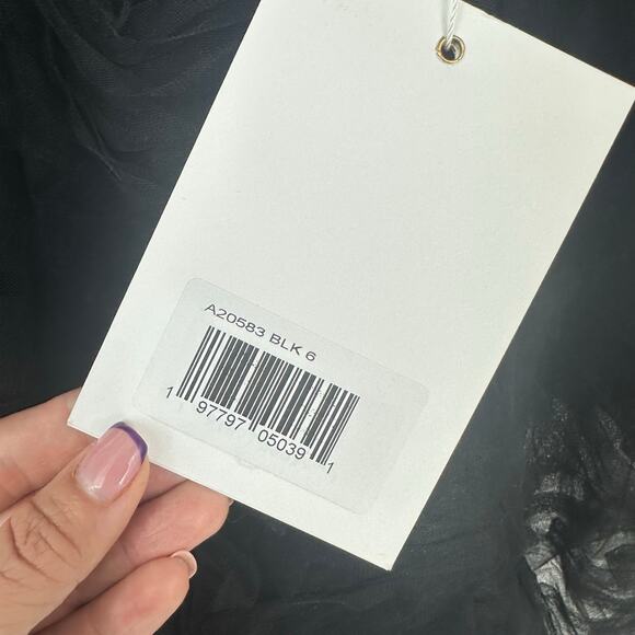 MAC DUGGAL Dress Evening Gown Black Mini Tulle Satin Bow Fit Flare Sz 6 Cupcake - Picture 7 of 12